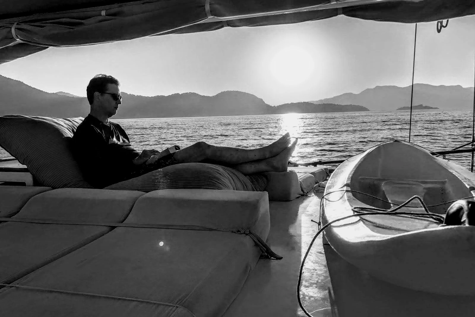 Drew Reading at Sunrise on Notus
